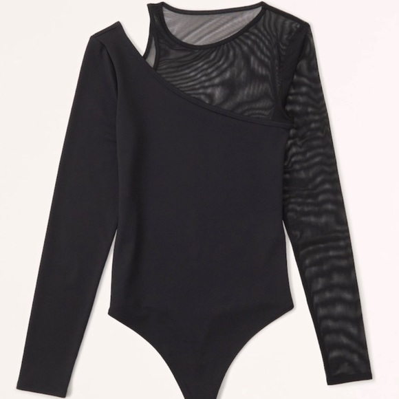 Abercrombie & Fitch Tops - Abercrombie Mesh Cutout Long Sleeve Bodysuit Black Small NEW